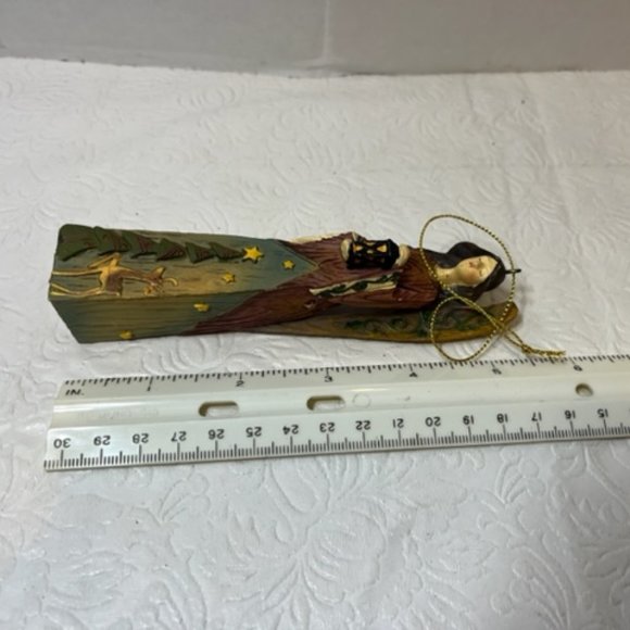 Christmas Angel Holding Lantern Stars Tree Reindeer Statue Tree Ornament 5.5" - Picture 2 of 6